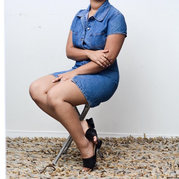 90's Short Sleeve Jean Dress - Picture 8 of 9